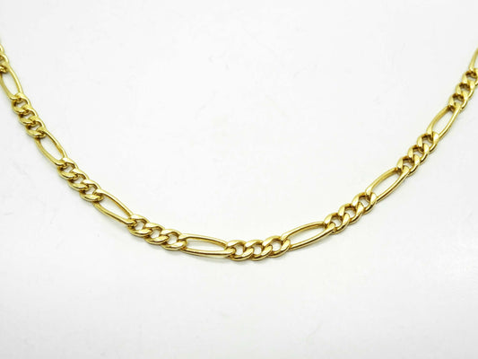 3mm Wide Figaro Chain Necklace 14k Gold 18" Long 4.2 Grams