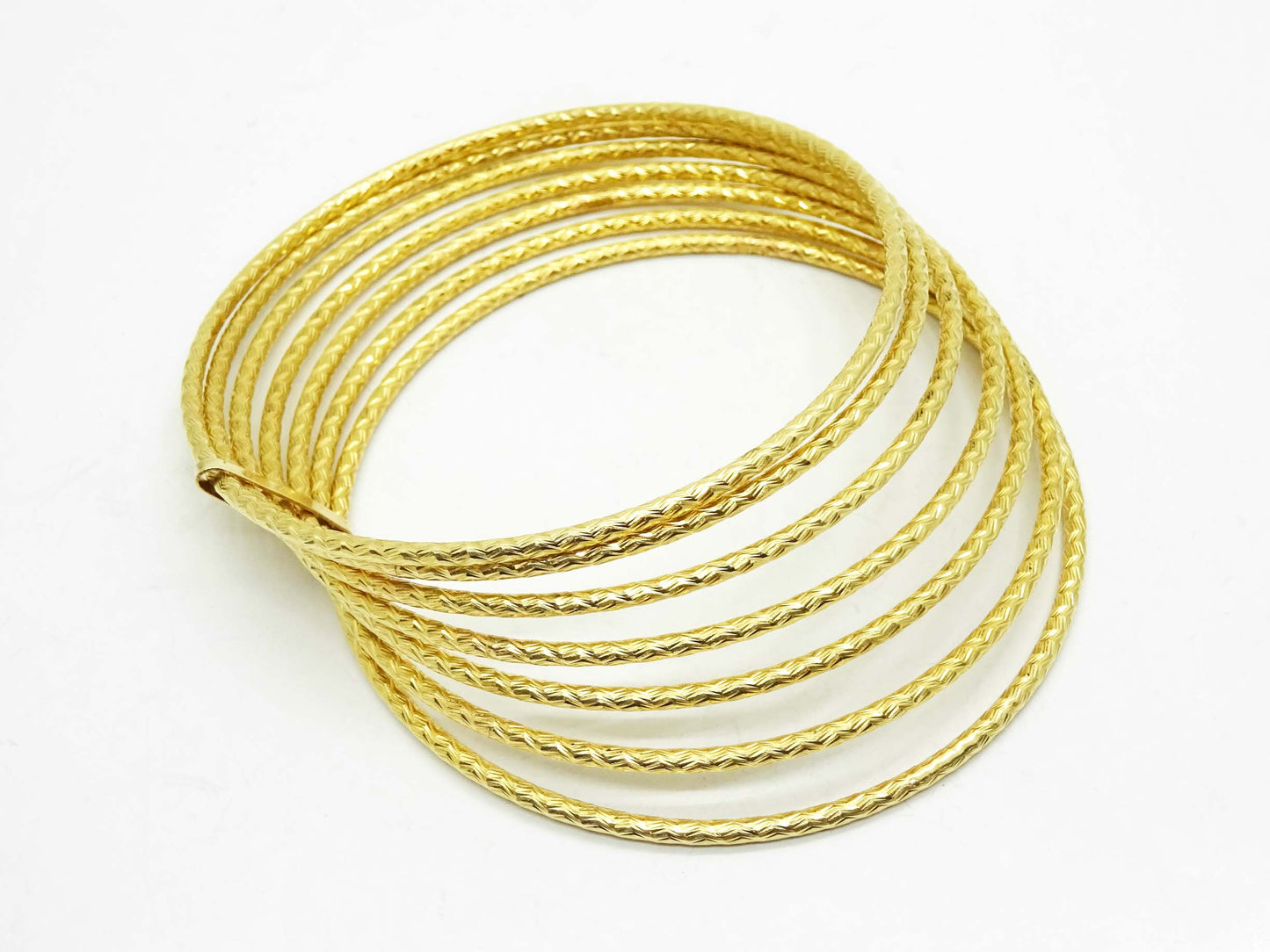 7-Day Semanarios Bangle Stack Hoop Bracelet 14k Gold