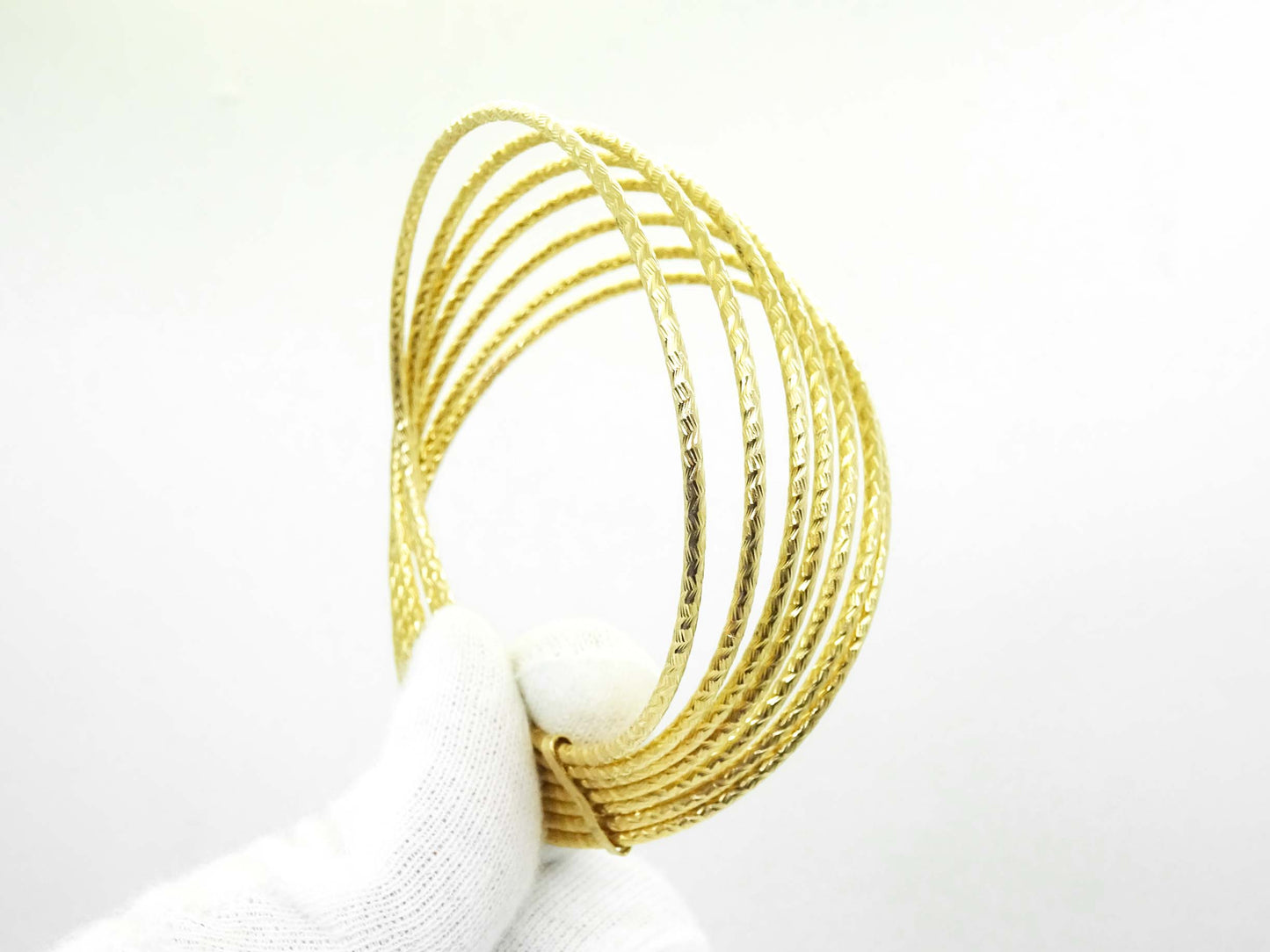 7-Day Semanarios Bangle Stack Hoop Bracelet 14k Gold