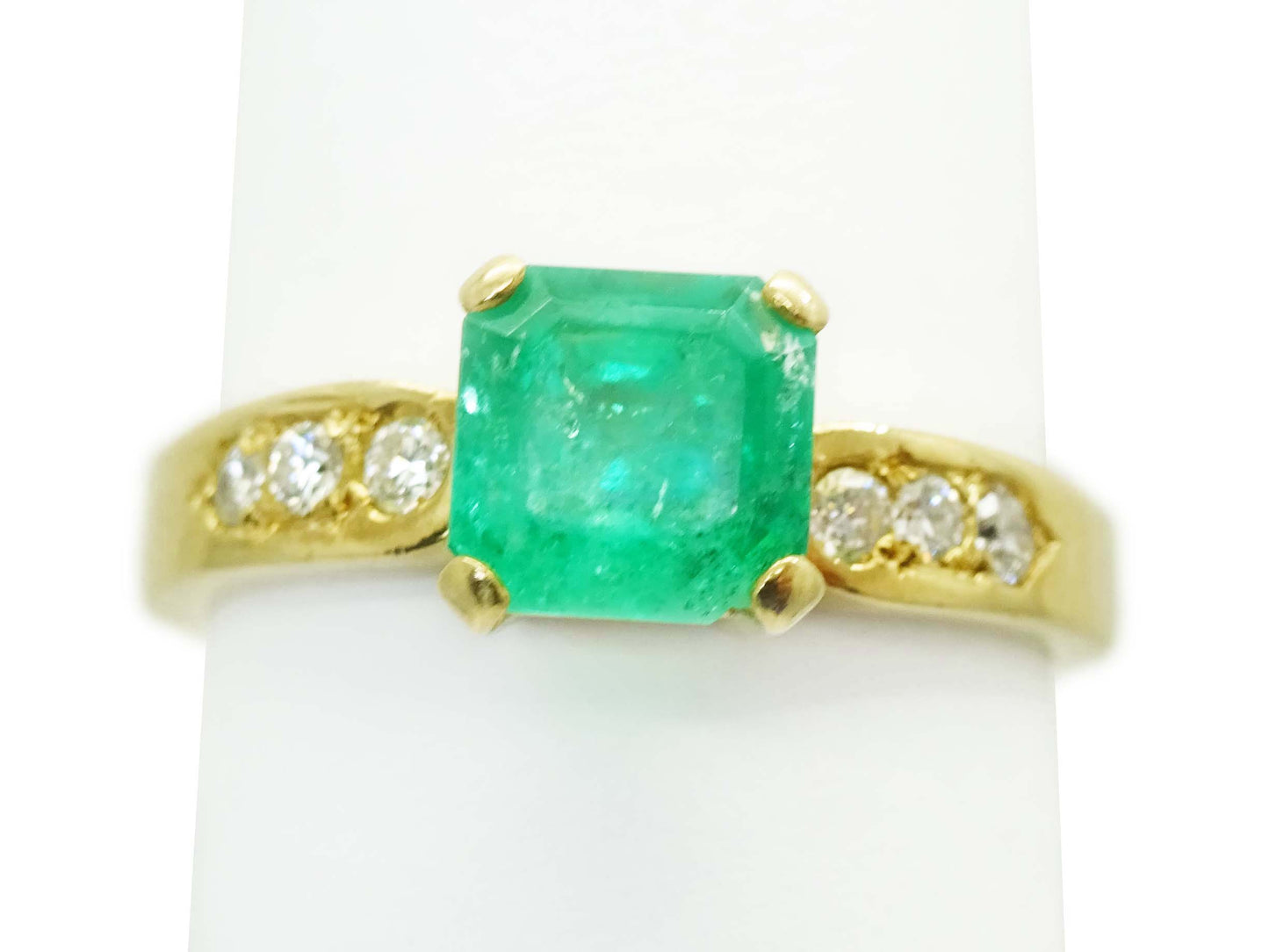 1.46 ctw Natural Emerald & Diamond Ring 18k Gold Size 7.75