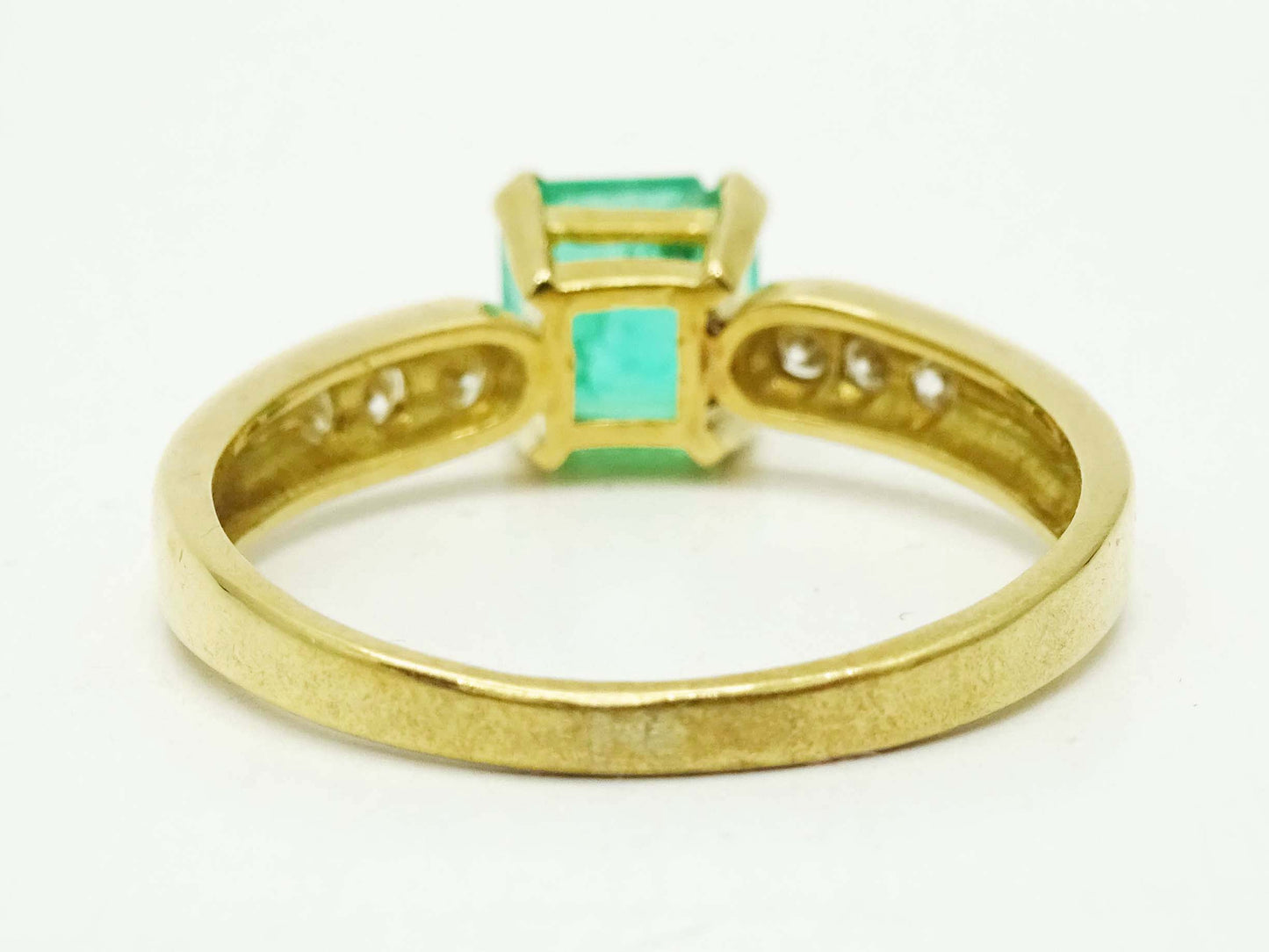 1.46 ctw Natural Emerald & Diamond Ring 18k Gold Size 7.75