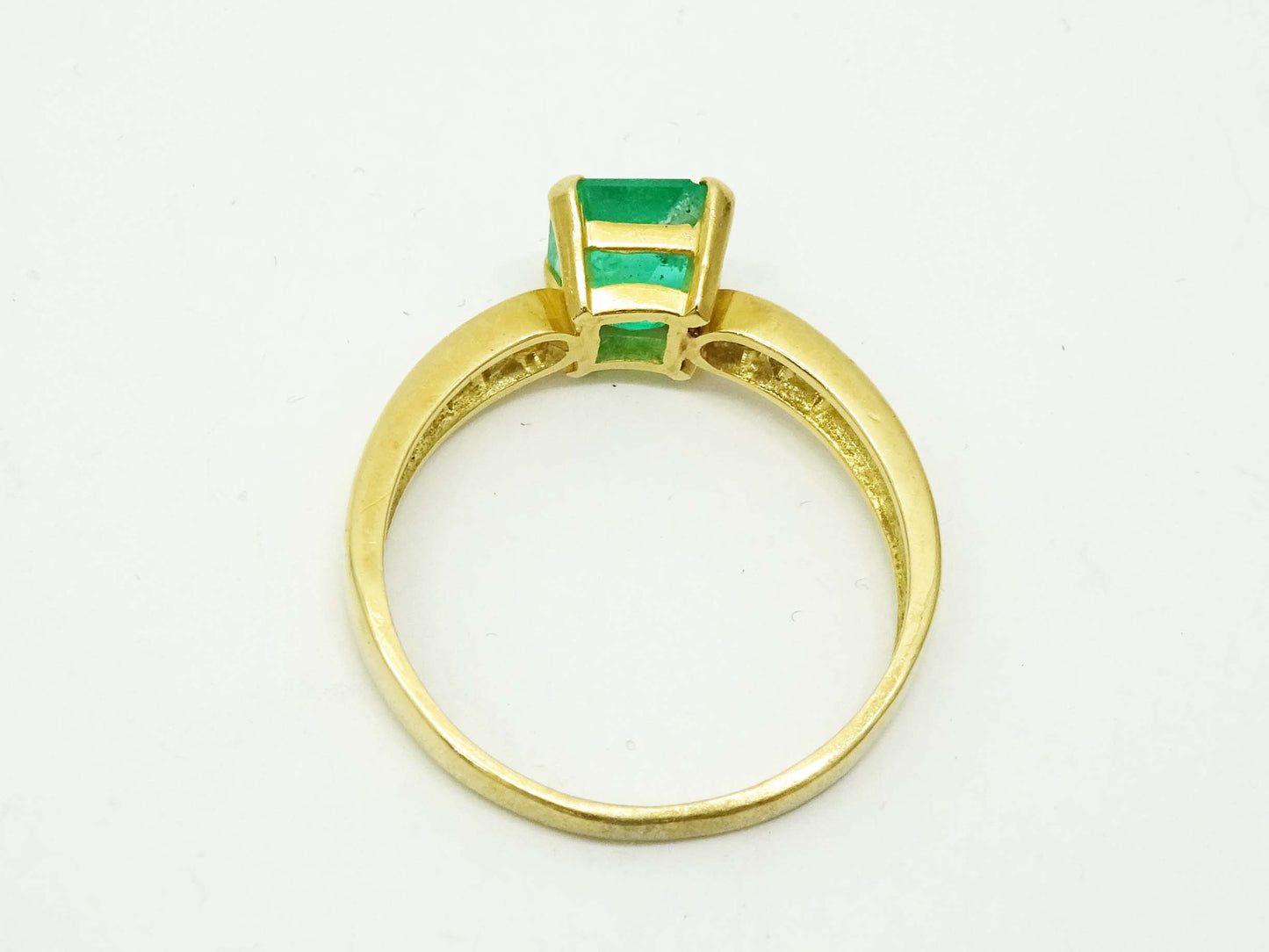 1.46 ctw Natural Emerald & Diamond Ring 18k Gold Size 7.75