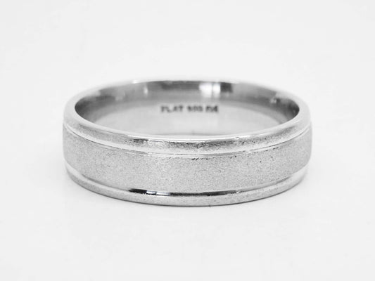 Men's 6mm Wide Stone Finish Inlay Wedding Band Ring Platinum Size 10.25