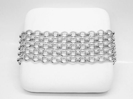 Oval Link Mesh Bracelet 14k White Gold