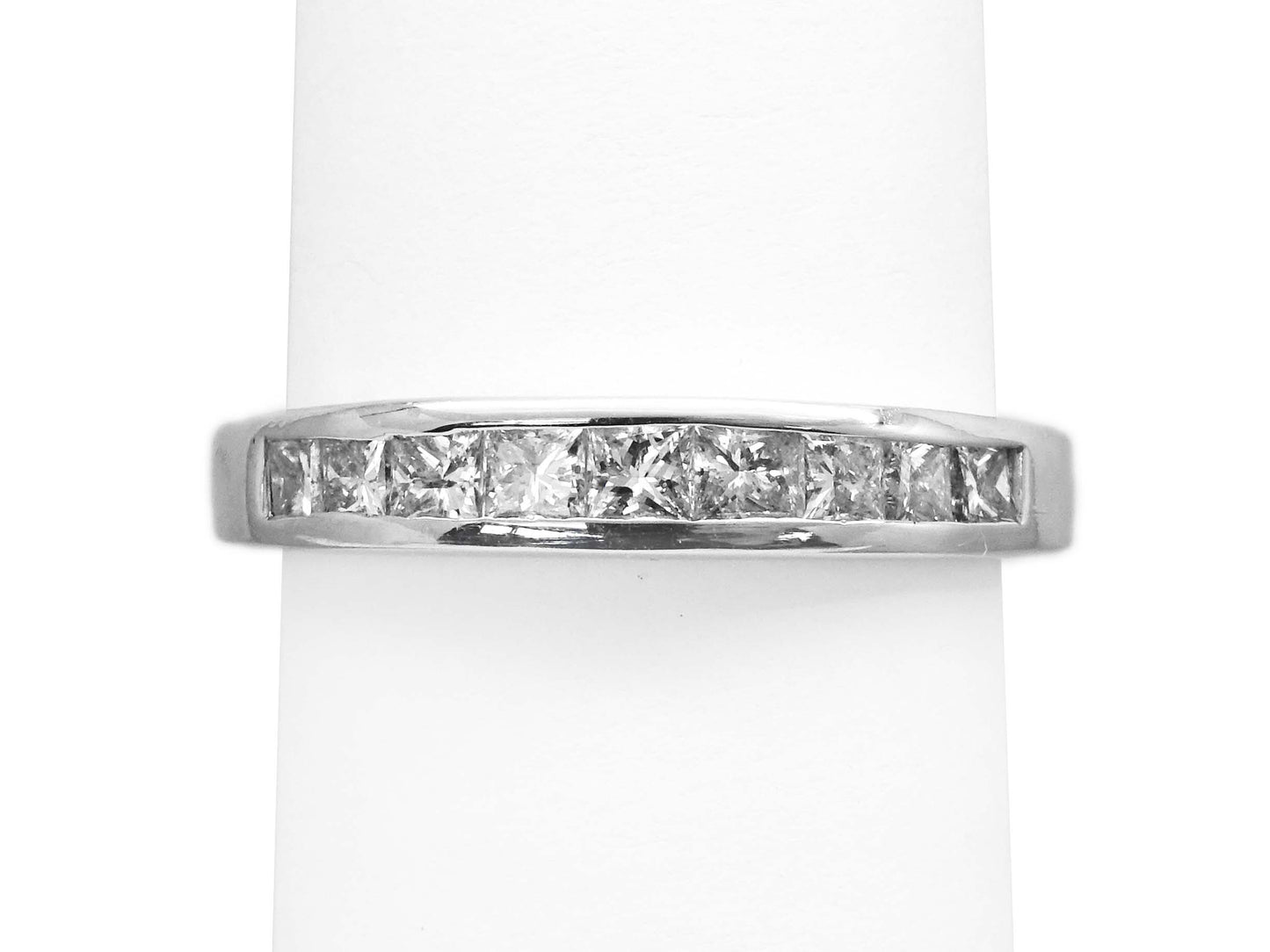 0.75 ctw Natural Diamond Anniversary Band Ring 14k White Gold Size 10.5