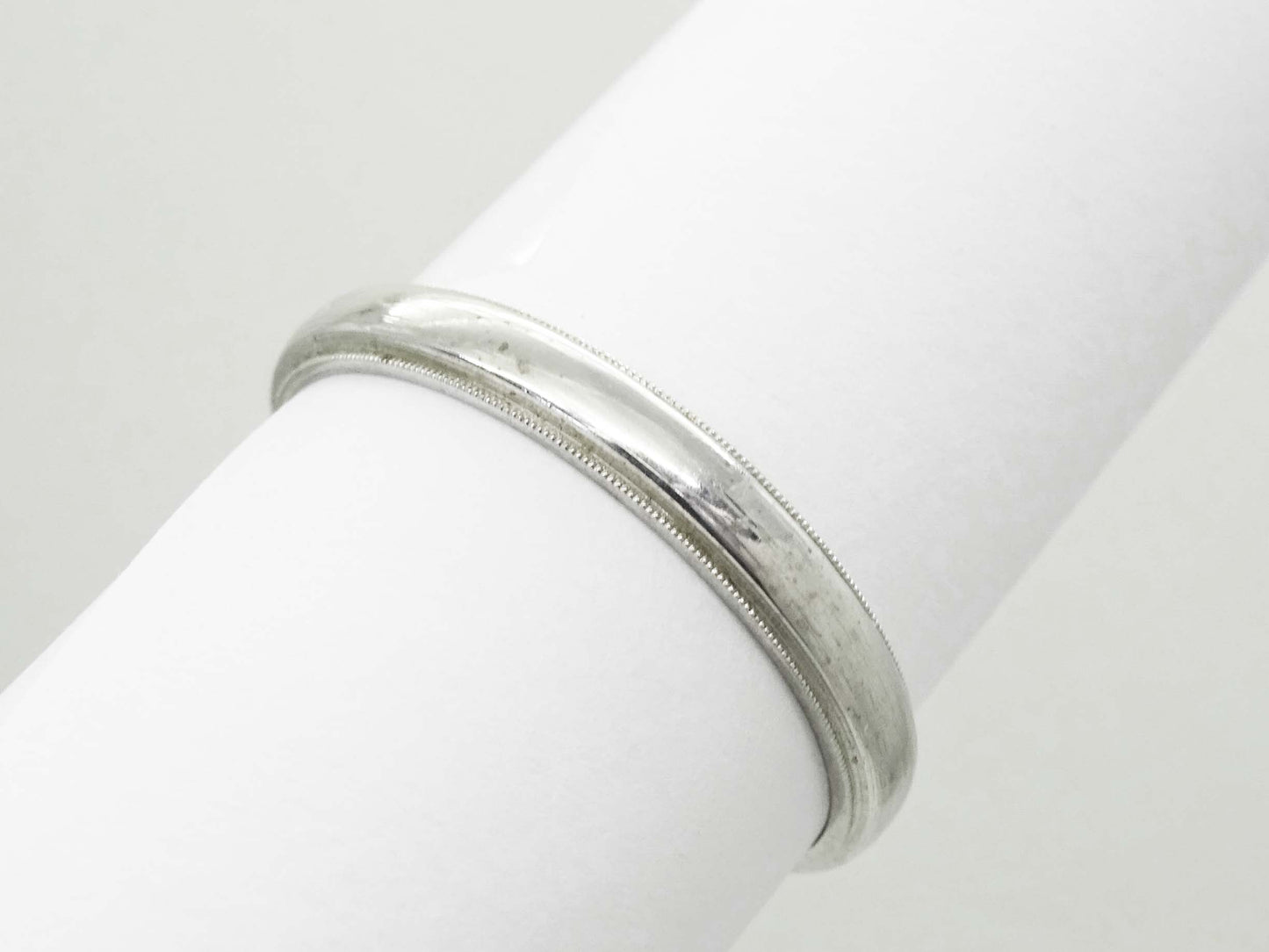 Men's 3mm Wide Milgrain Edge Wedding Band 14k White Gold Size 11