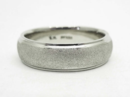 Men's 6mm Rounded Brushed Inlay Wedding Band Platinum Size 9.75