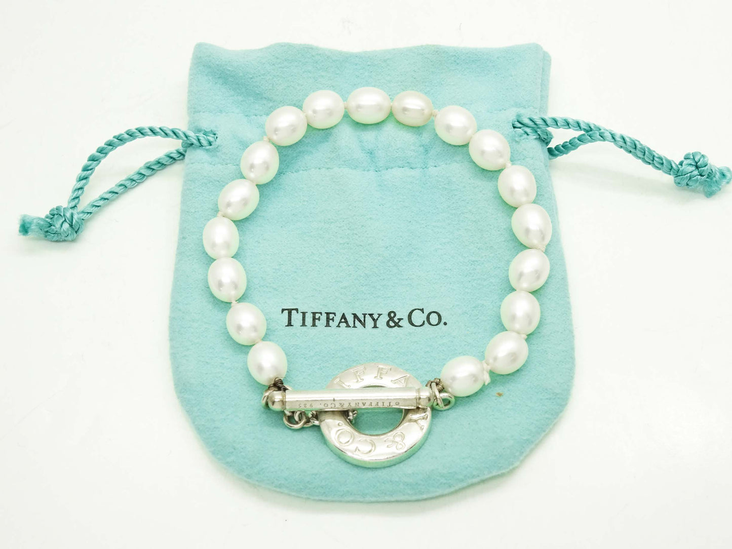 Tiffany & Co 7mm Freshwater Pearl Toggle Bracelet Sterling Silver