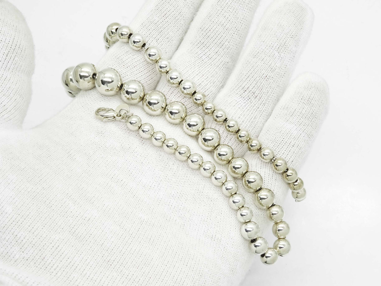 Tiffany & Co Hardwear 6-11mm Graduated Bead Necklace Sterling Silver 16.25"