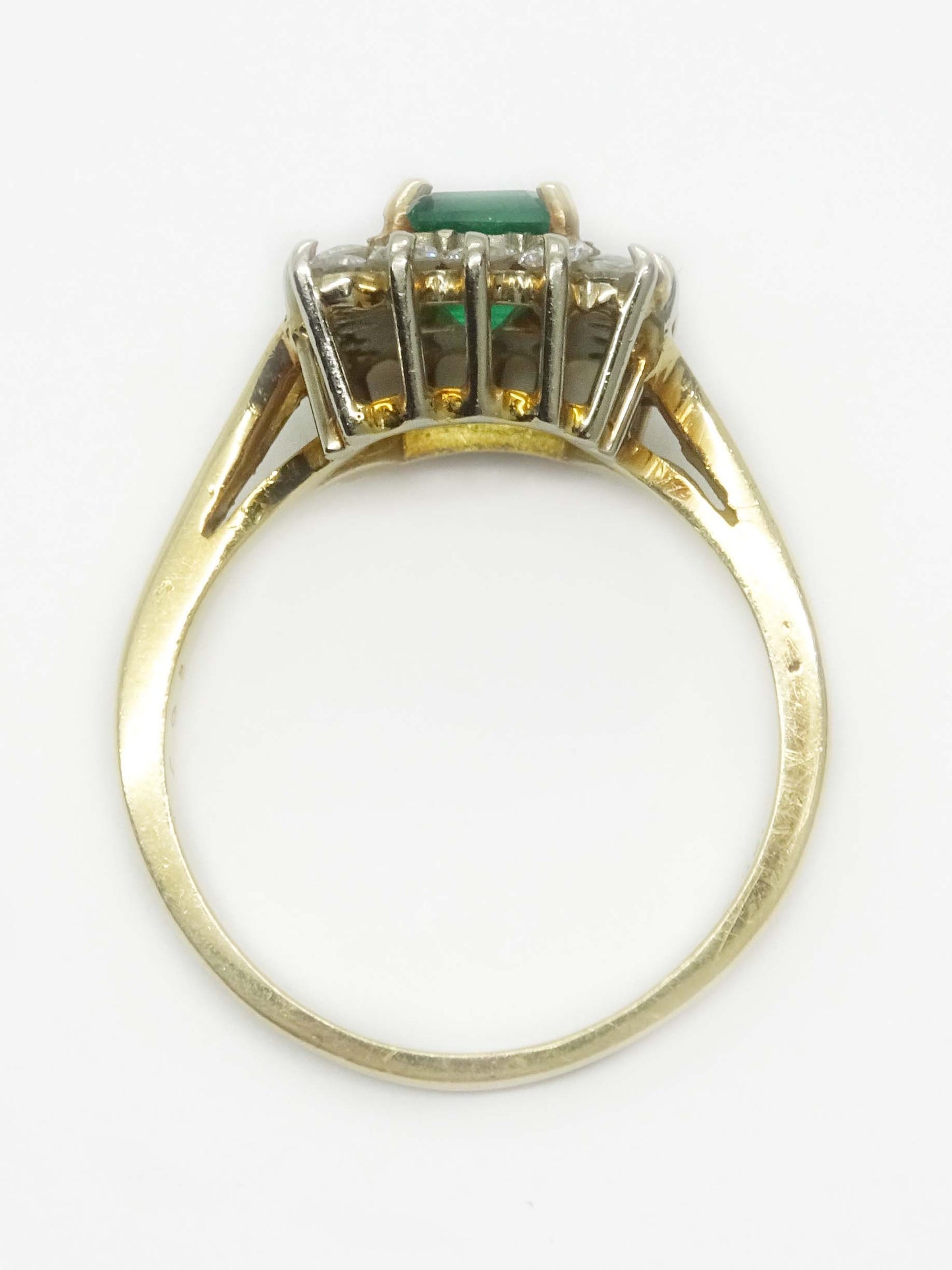 1.47ct tw Square Natural Emerald & Diamond Halo Ring 18k Gold Size 7.25