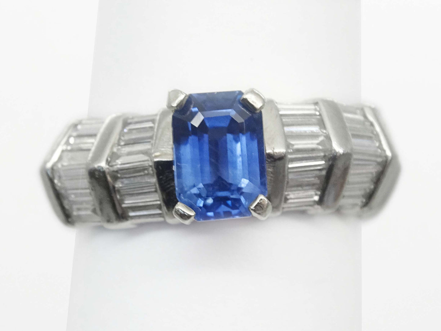 2.66ctw Natural Sapphire & Diamond Platinum Ring Size 6.75