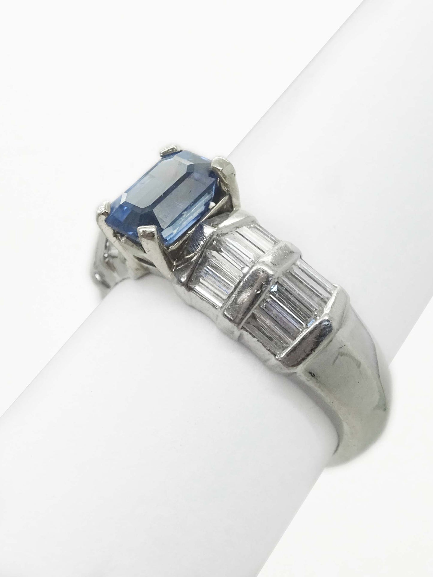 2.66ctw Natural Sapphire & Diamond Platinum Ring Size 6.75