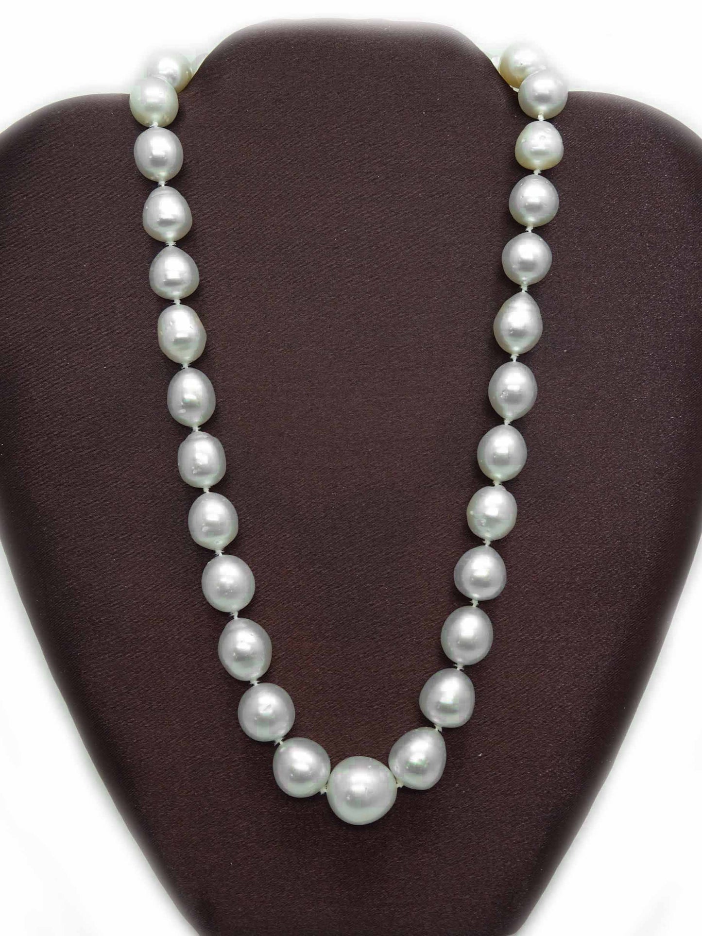 South Sea Pearl Bead Necklace with Diamond 14k Gold Clasp & GIA Report