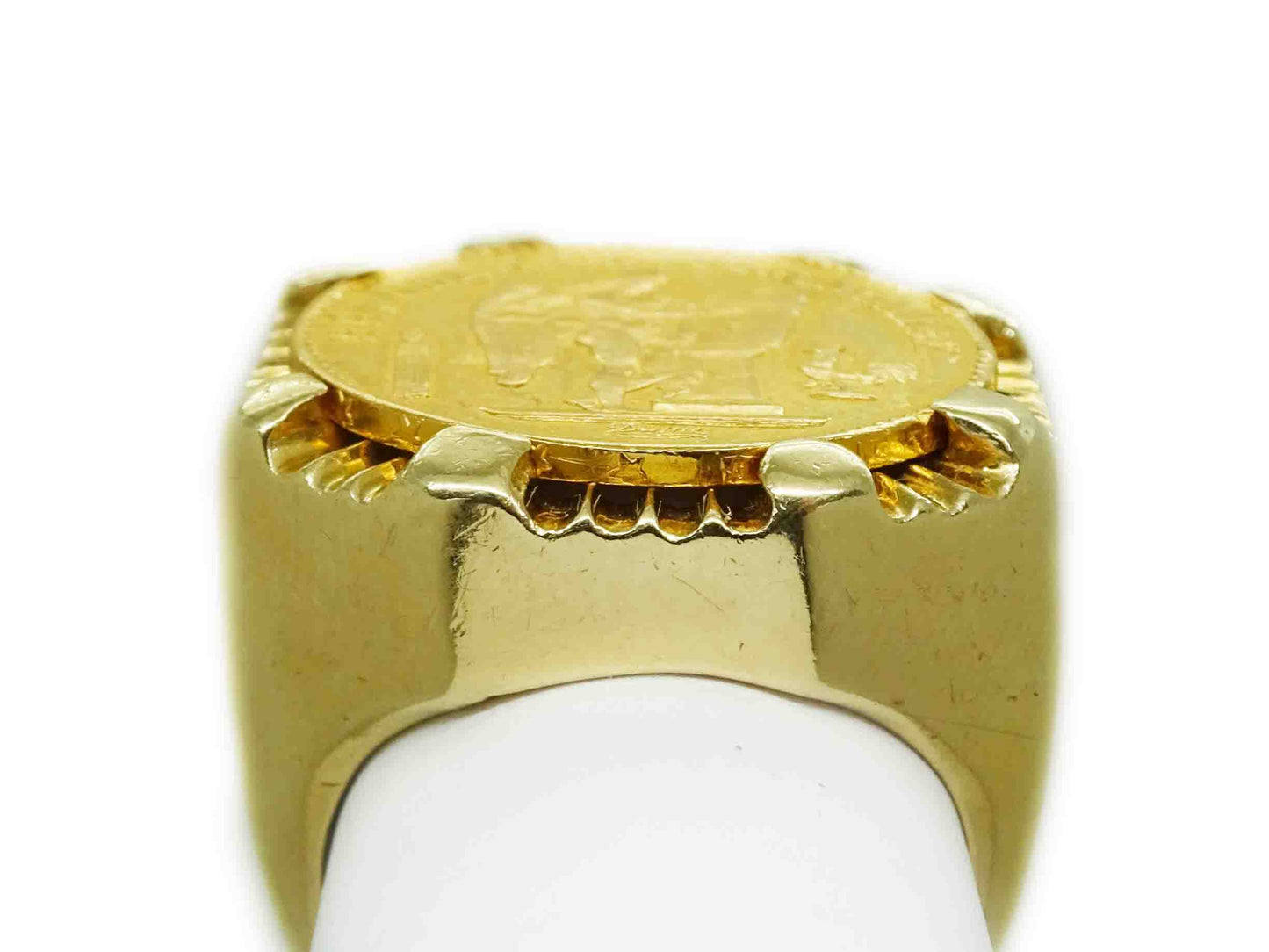 1878 Gold 20 Francs Coin Ring 14k Gold Setting 30.8 Grams Size 8.5