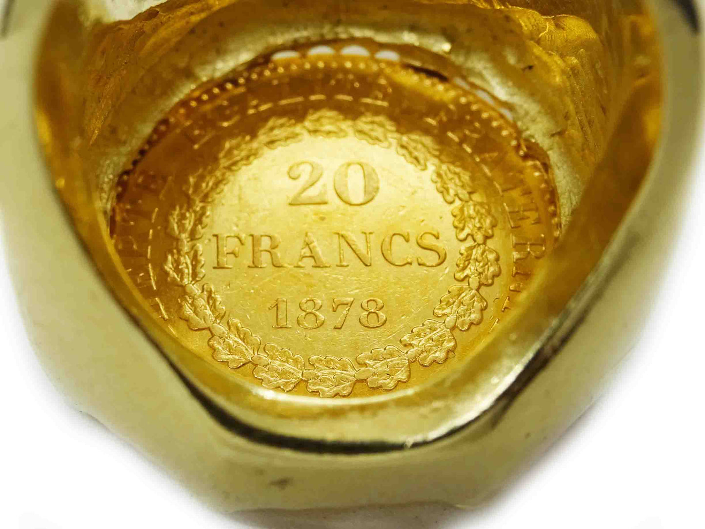 1878 Gold 20 Francs Coin Ring 14k Gold Setting 30.8 Grams Size 8.5