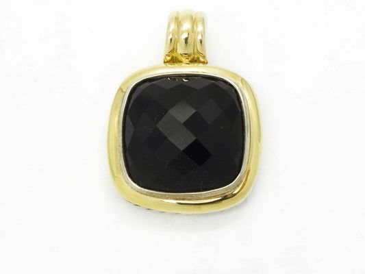 David Yurman Albion Onyx Slide Enhancer Pendant Sterling Silver & 18k Gold