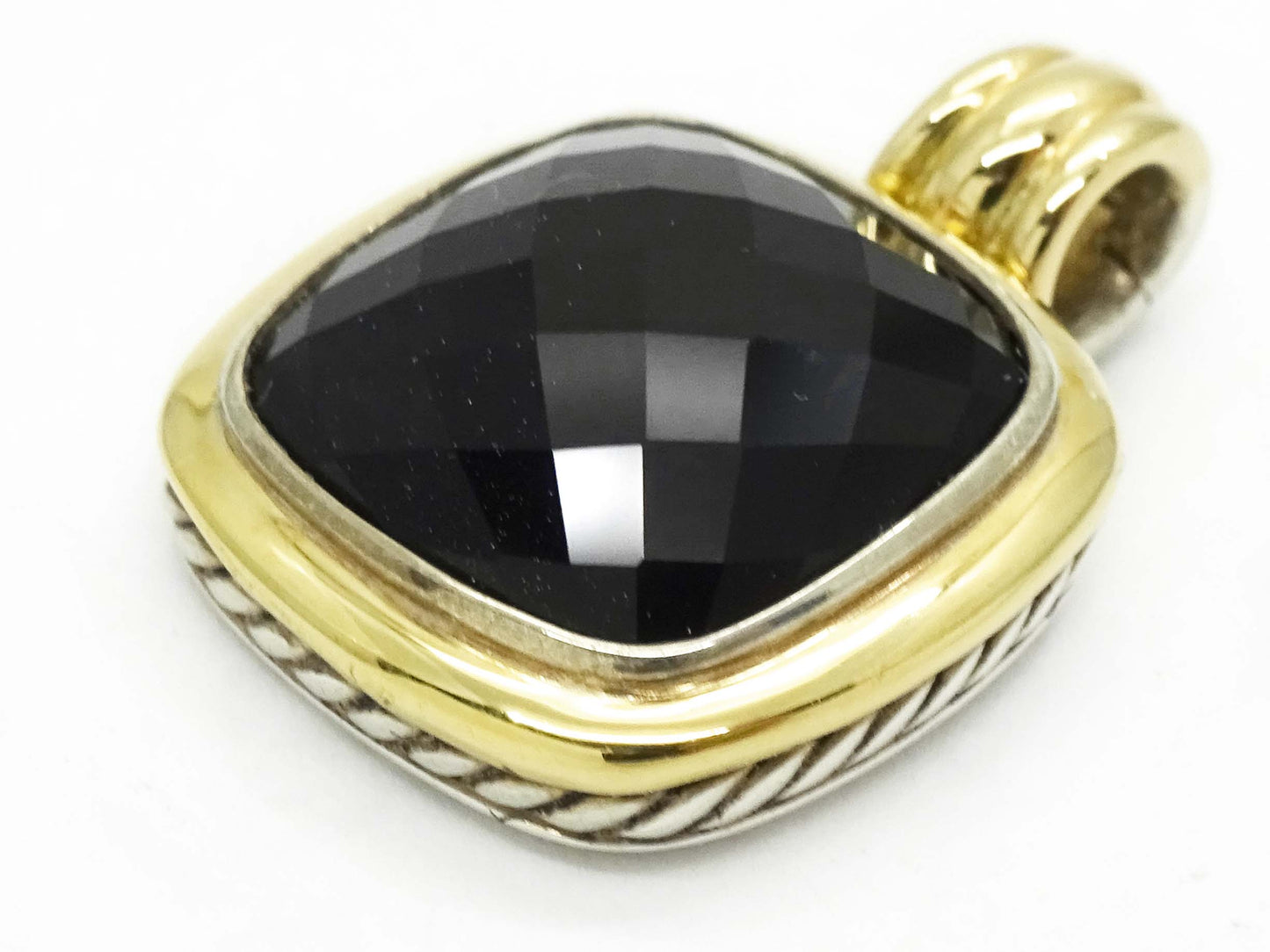 David Yurman Albion Onyx Slide Enhancer Pendant Sterling Silver & 18k Gold