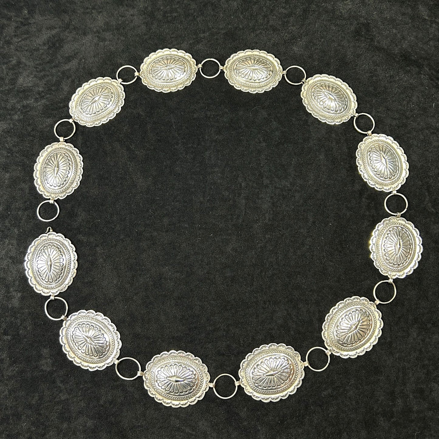 Navajo Silver 43.5" Concho Belt - 12  2" x 2.5" Conchos - 392.8g