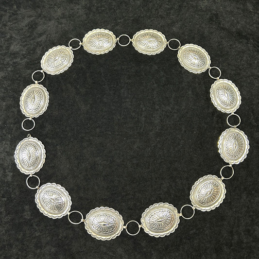 Navajo Silver 43.5" Concho Belt - 12  2" x 2.5" Conchos - 392.8g