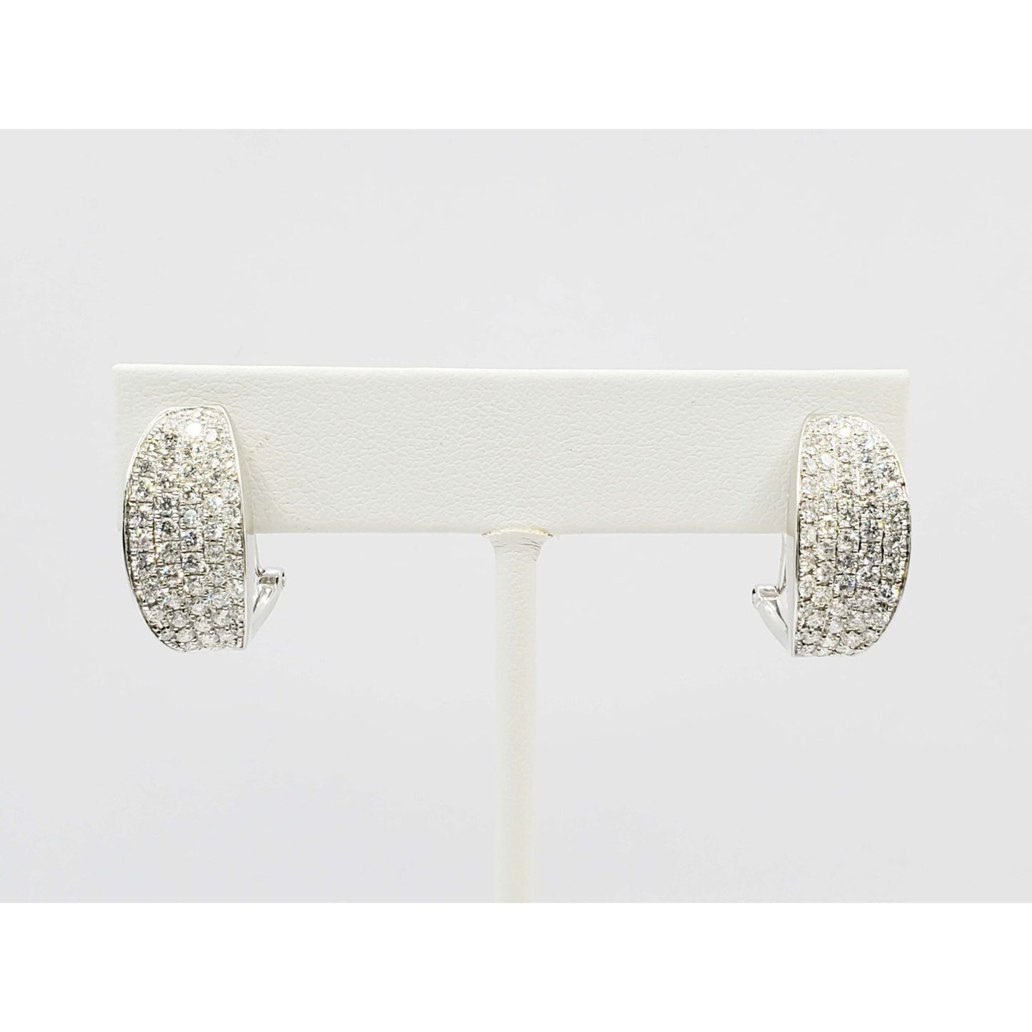 Odelia Designer 2+ ctw Pave Diamond Concave Omega Clip Earrings 18k White Gold