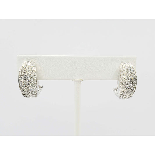 Odelia Designer 2+ ctw Pave Diamond Concave Omega Clip Earrings 18k White Gold