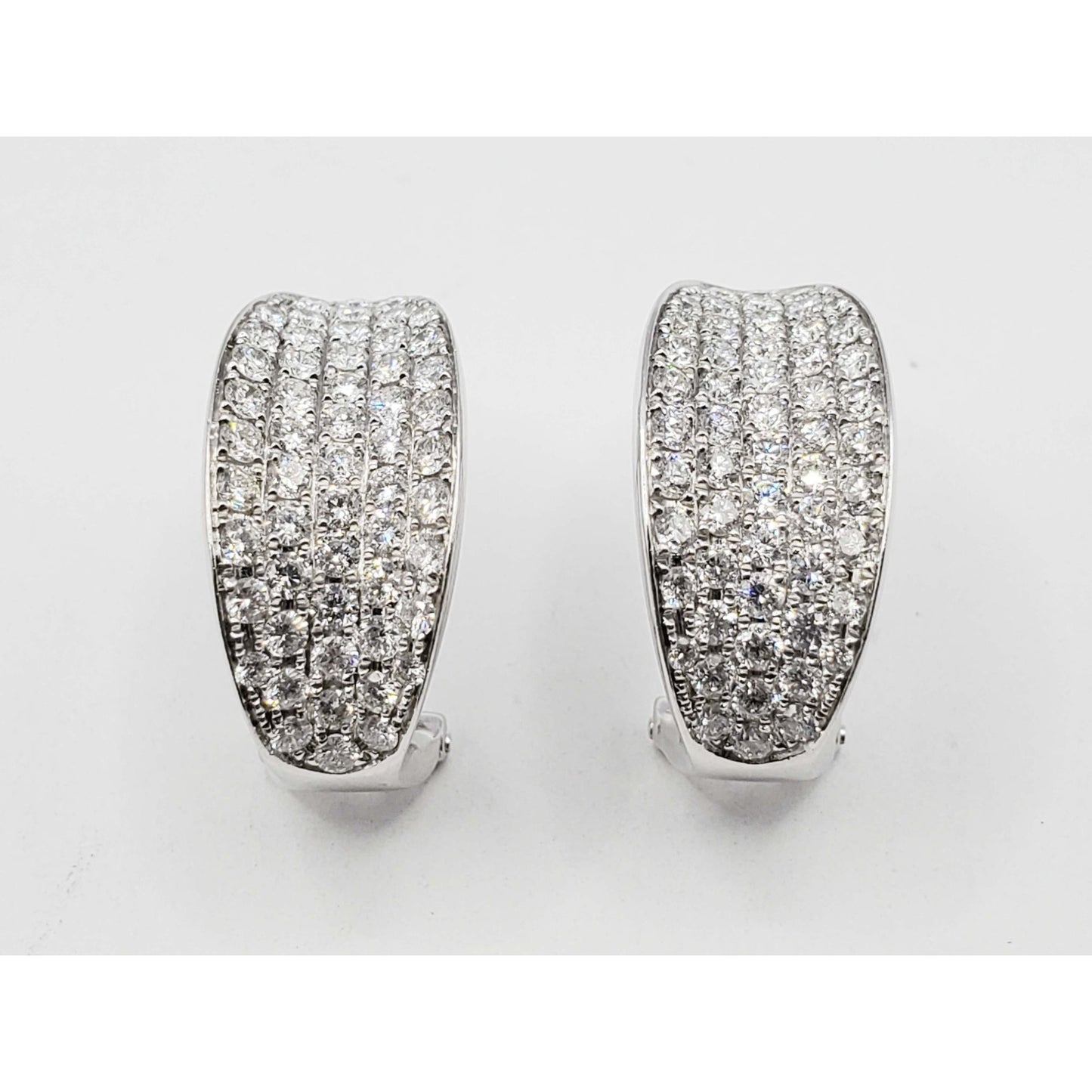 Odelia Designer 2+ ctw Pave Diamond Concave Omega Clip Earrings 18k White Gold
