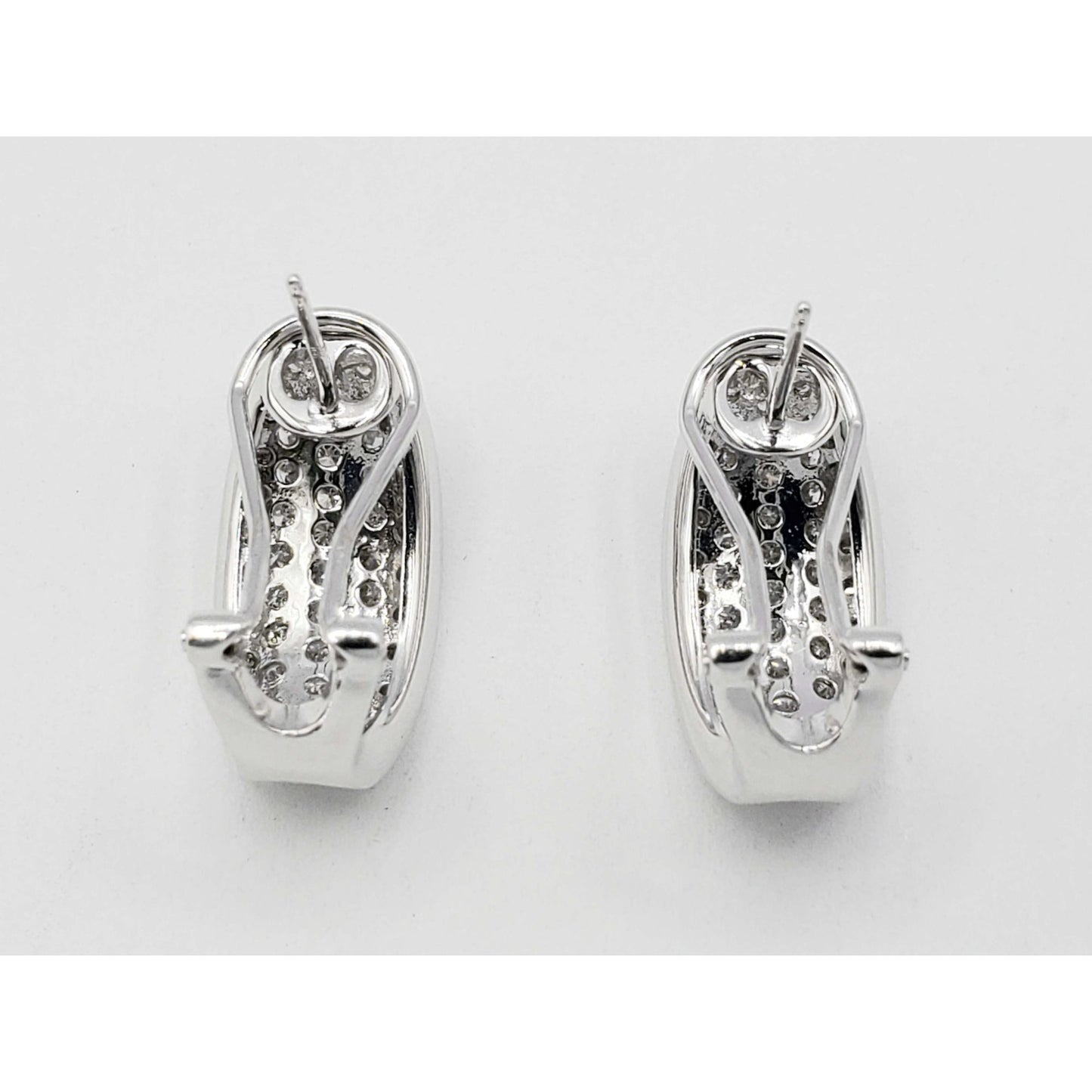 Odelia Designer 2+ ctw Pave Diamond Concave Omega Clip Earrings 18k White Gold