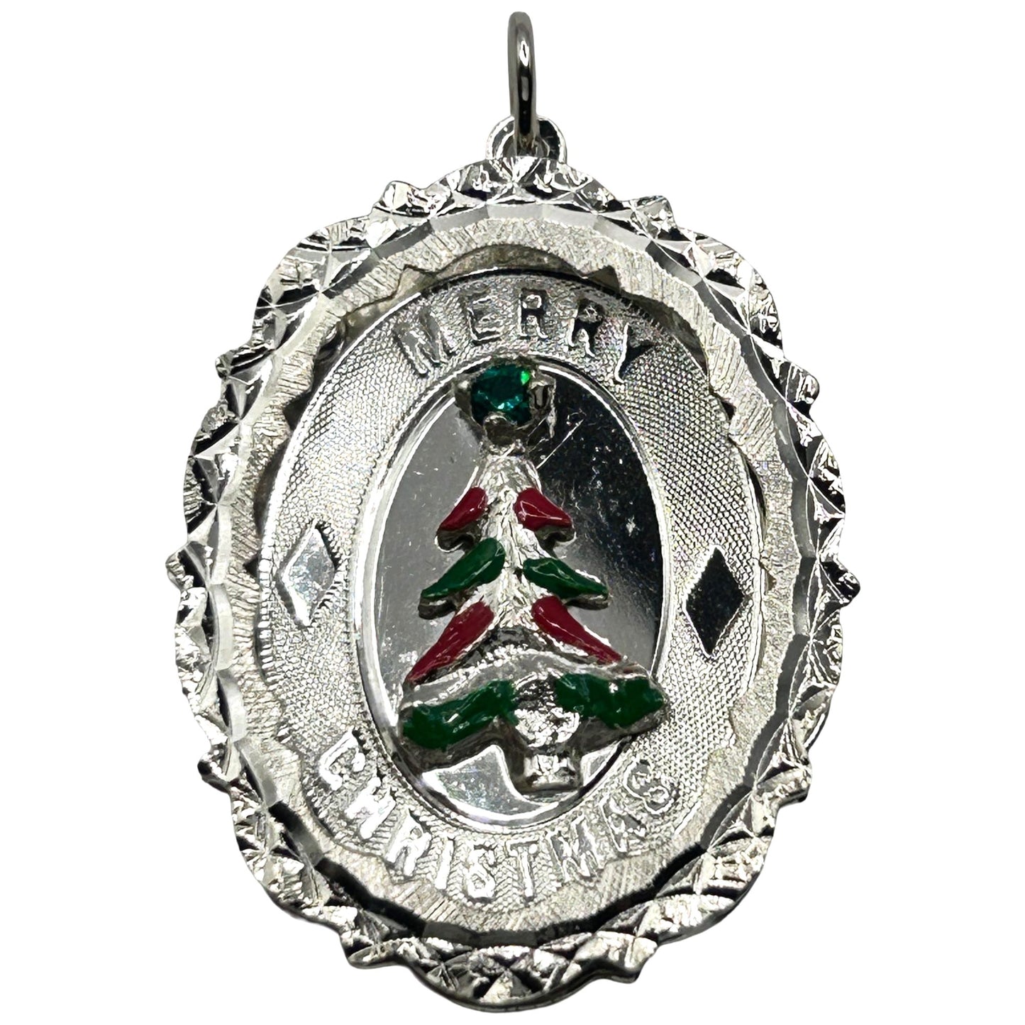 Rare Vintage CREA 925 Sterling Silver 'Merry Christmas' Large Charm/Pendant
