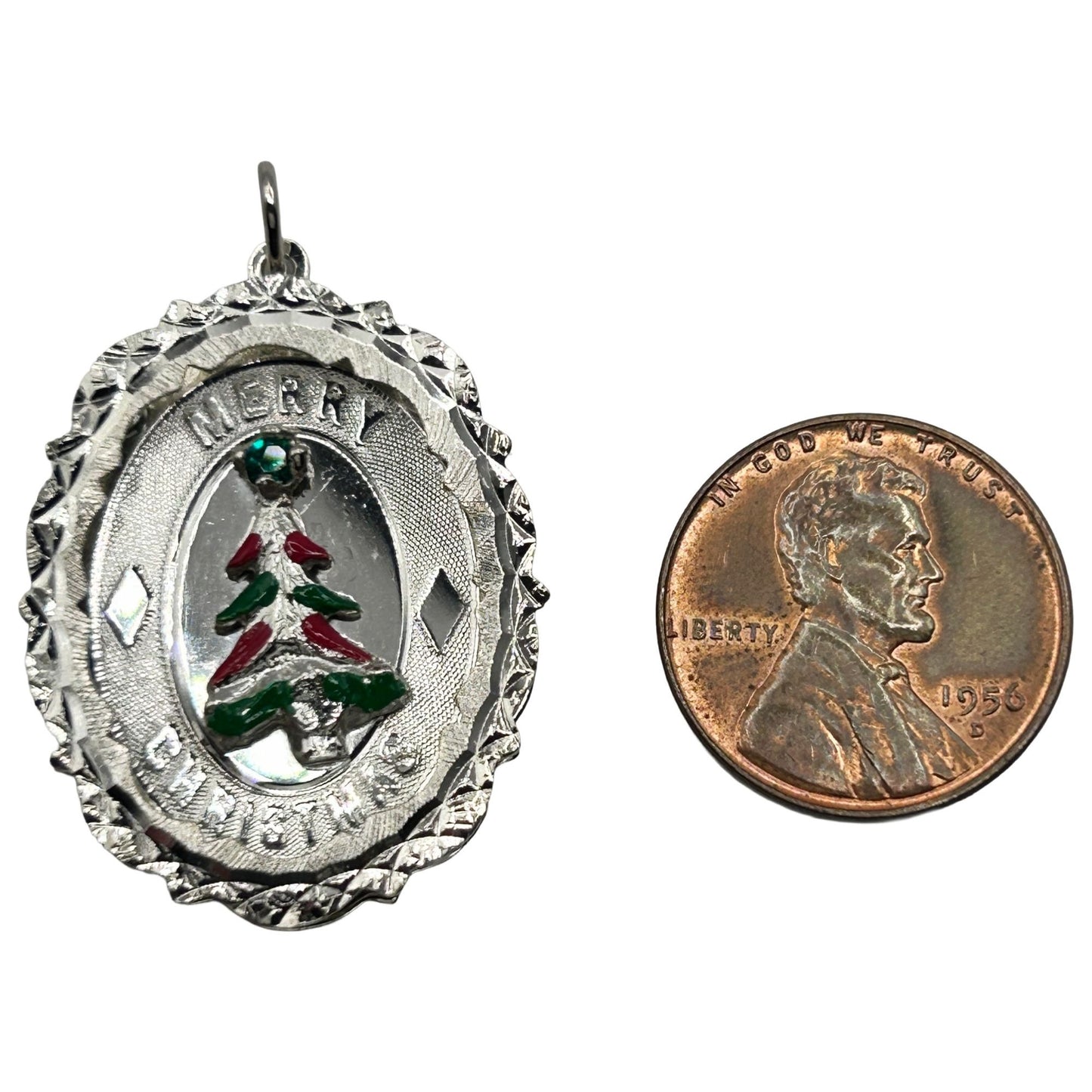 Rare Vintage CREA 925 Sterling Silver 'Merry Christmas' Large Charm/Pendant