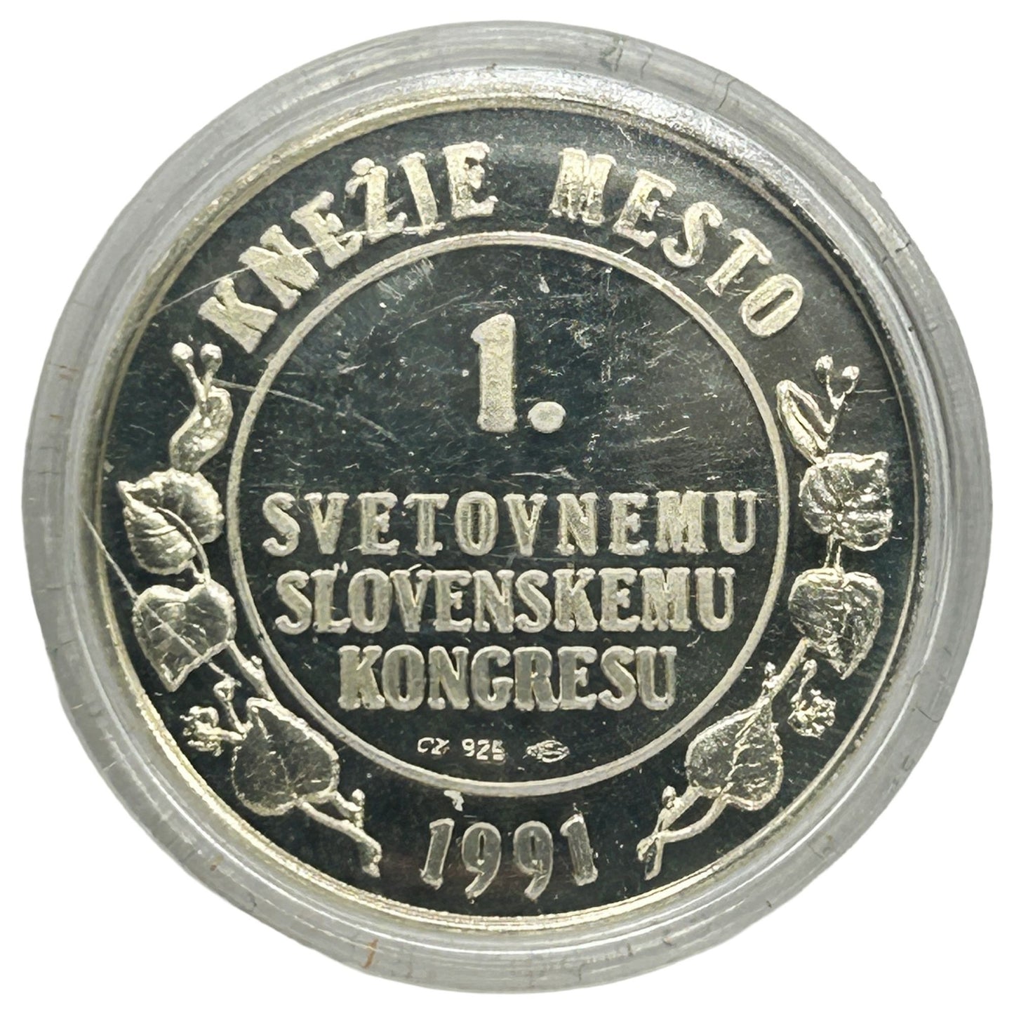 1991 Slovenia Coppia Medaglie SREBRNIK - 1. Svetovnemu 925 Sterling Silver Coin