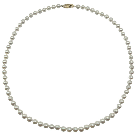 Cultured Pearl Round Akoya 5-5 1/2 mm 20" Necklace, 14K Hook Clasp - 73 Pearls
