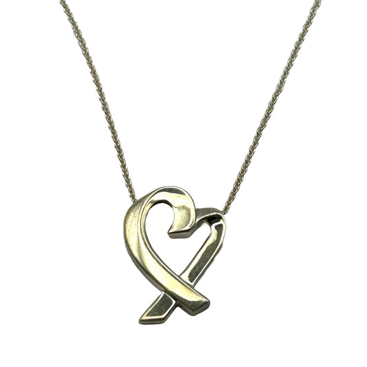 Tiffany & Co. Sterling Silver Paloma Picasso Loving Heart Pendant Necklace 18"