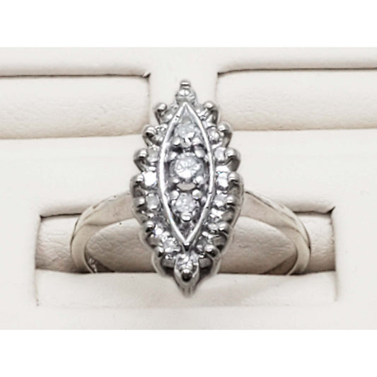 0.38 ctw Diamond Navette Ring 14k White Gold Size 7