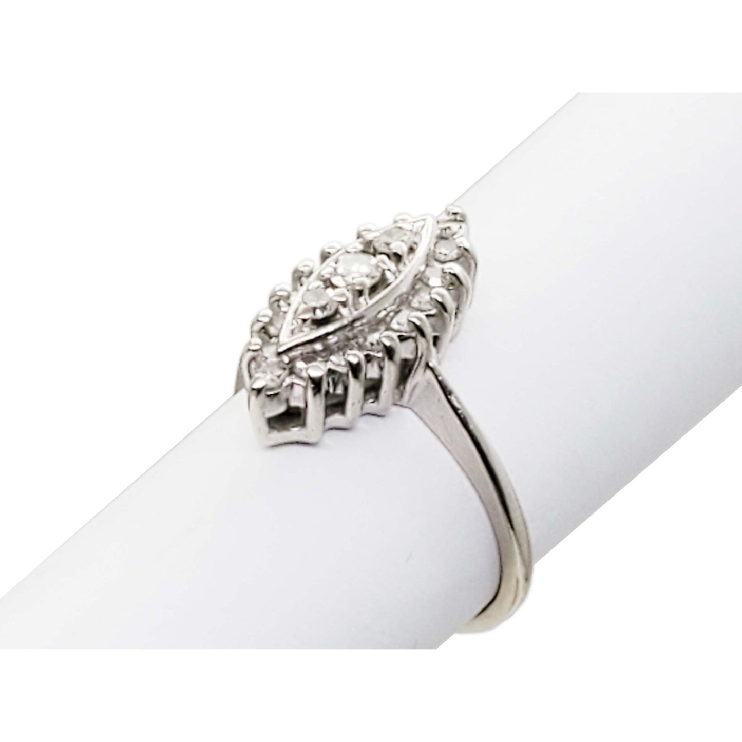 0.38 ctw Diamond Navette Ring 14k White Gold Size 7