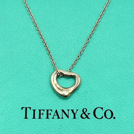 Tiffany & Co Elsa Peretti Open Heart Necklace, Tiffany Mini Open-Heart Necklace