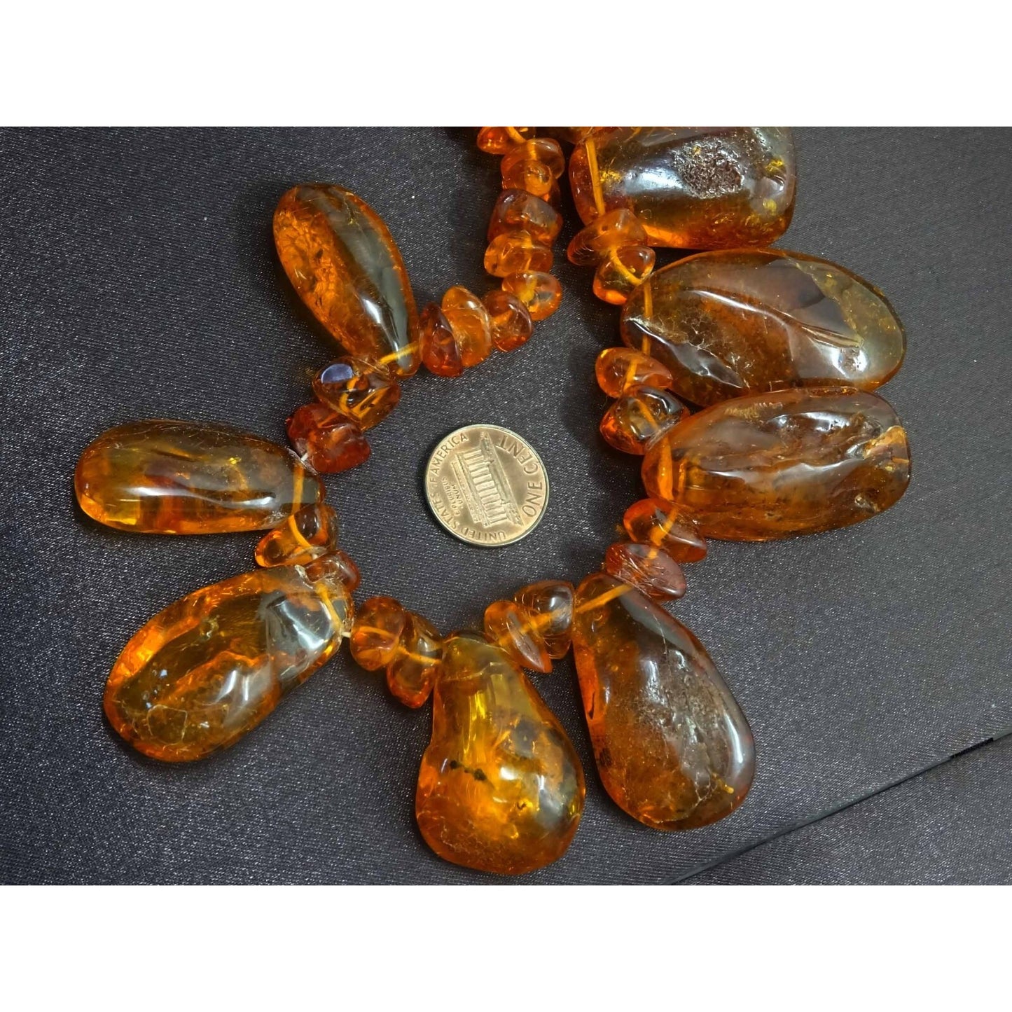 Estate Baltic Amber Chunky Freeform Nugget Necklace 20.5"
