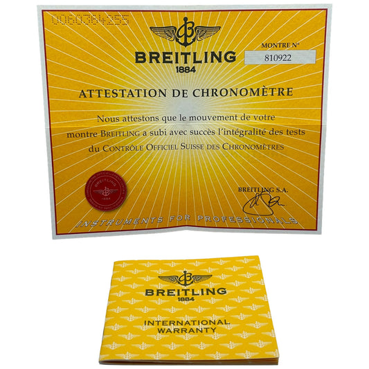 Breitling Navitimer International Warranty & COSC Certificate AL337011 810922 2006