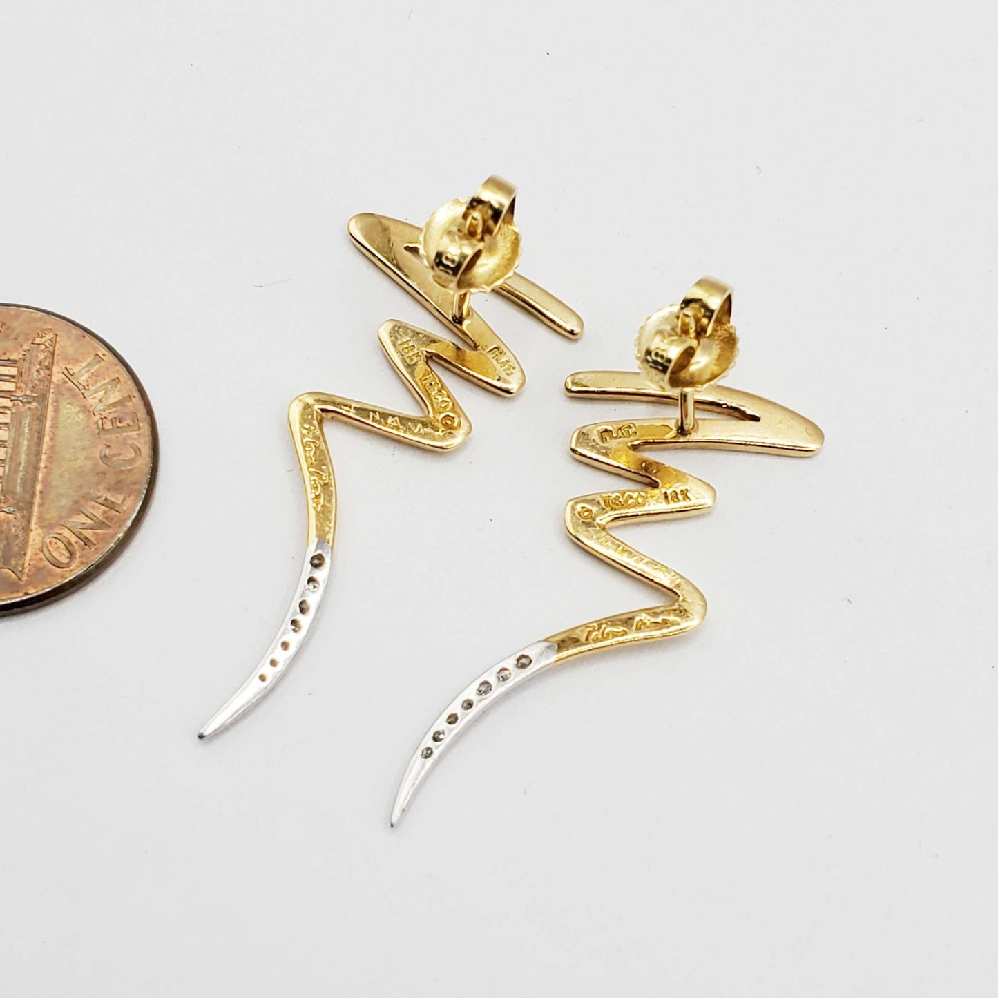 Tiffany & Co Paloma Picasso Scribble Diamond Earrings 18k Gold & Platinum