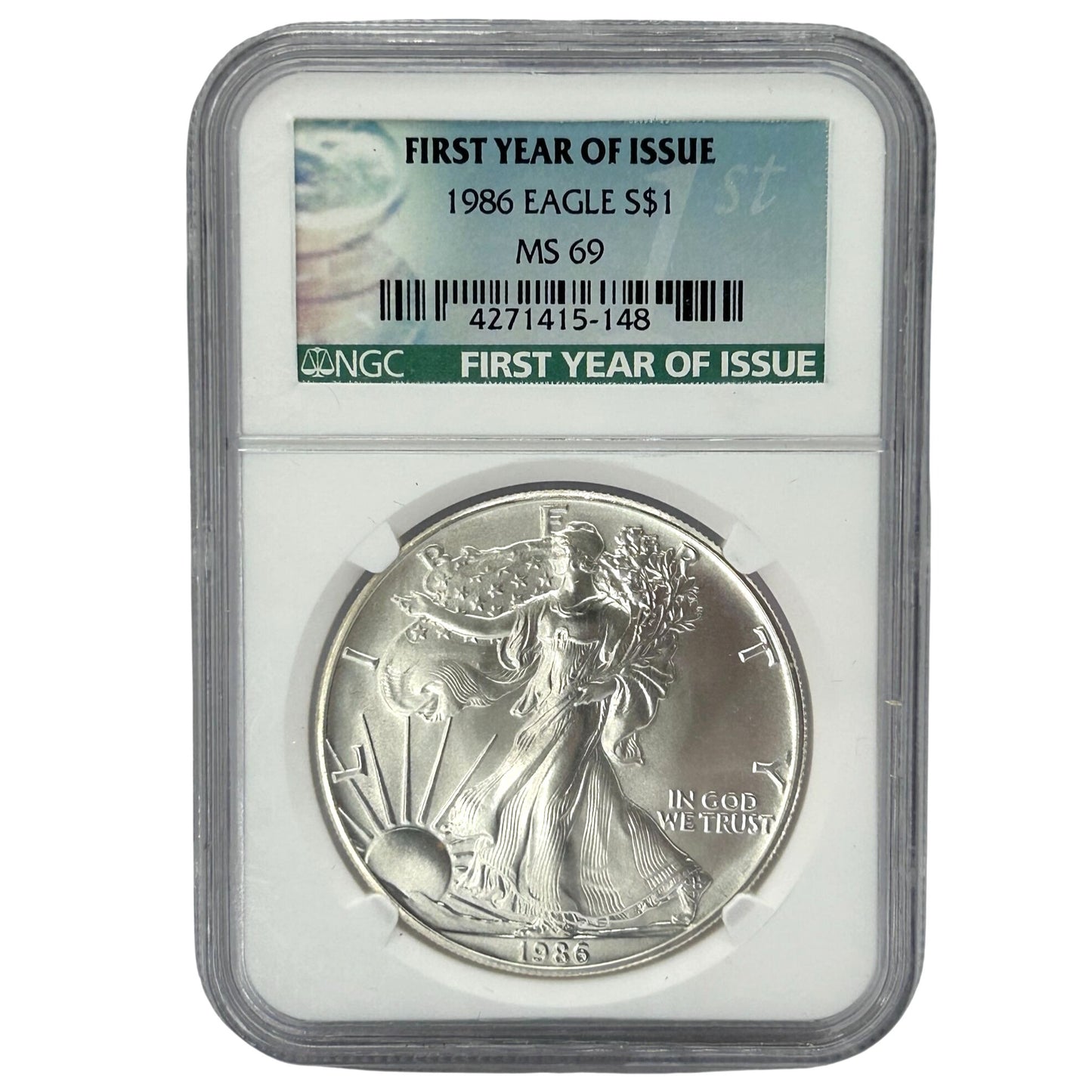1986 S$1 American Silver Eagle NGC MS69 - First Year of Issue