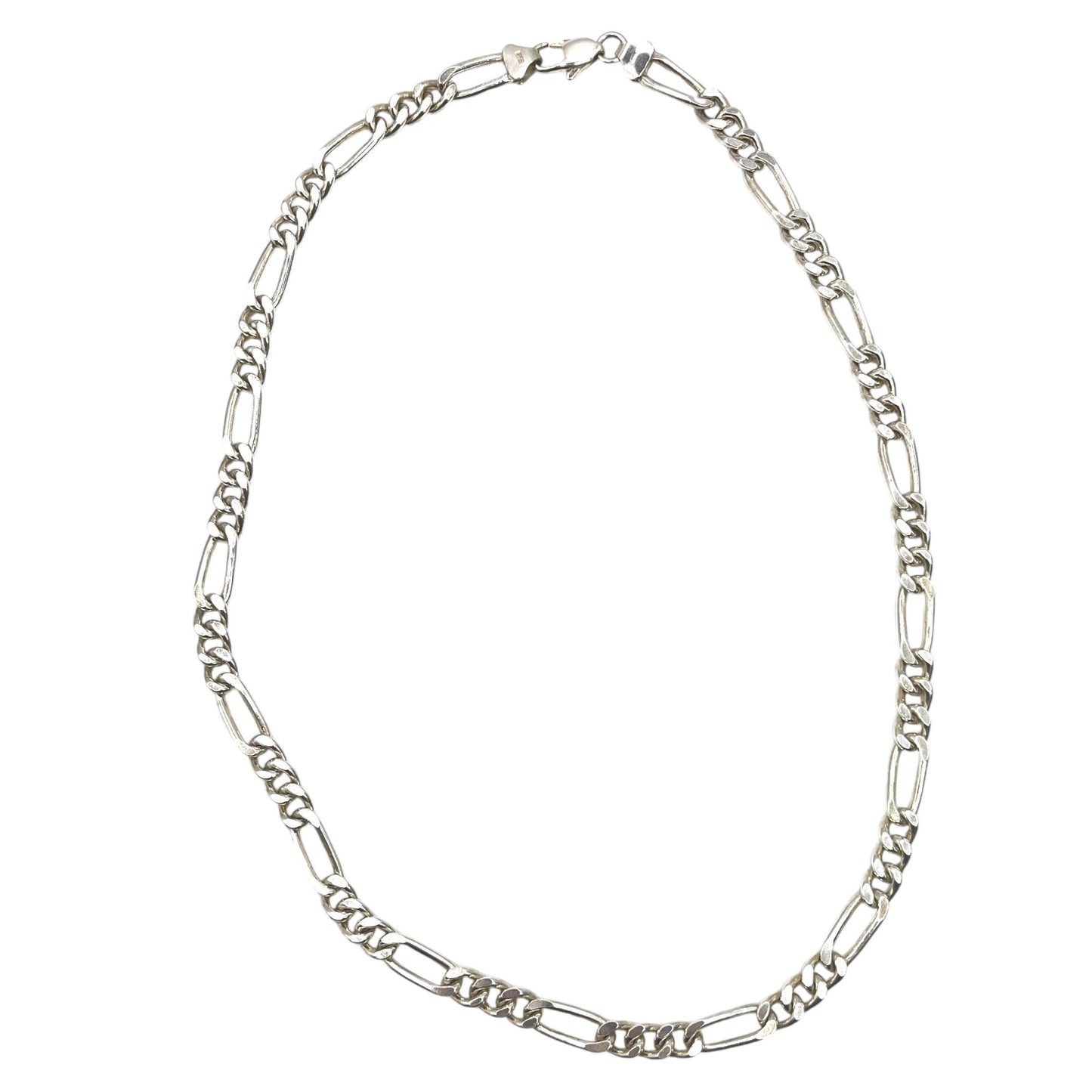 925 Italy Sterling Silver Men's Figaro Chain Necklace 18 Inch 6mm Classic