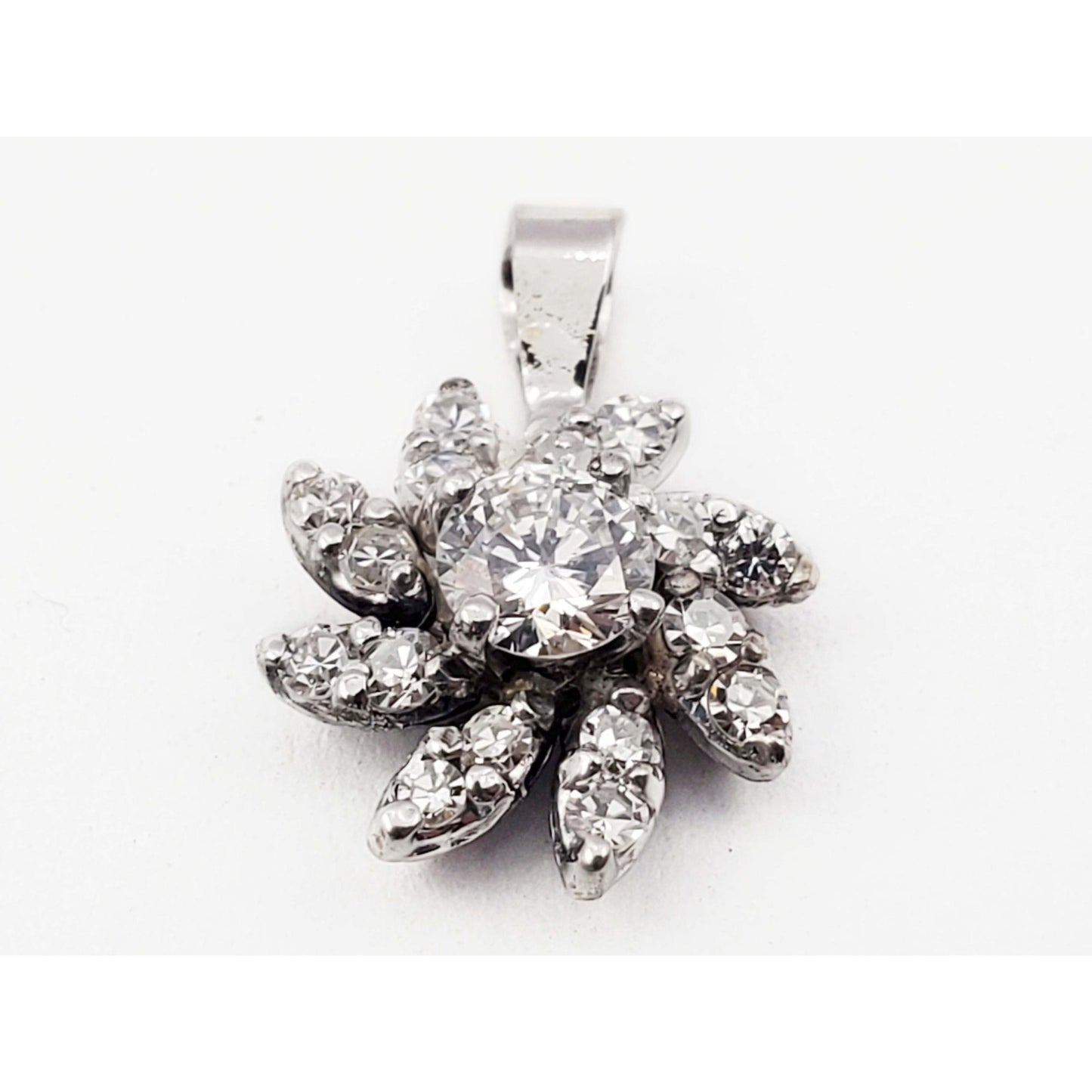 0.5 ctw Diamond Starburst Mini Charm Pendant 14k White Gold