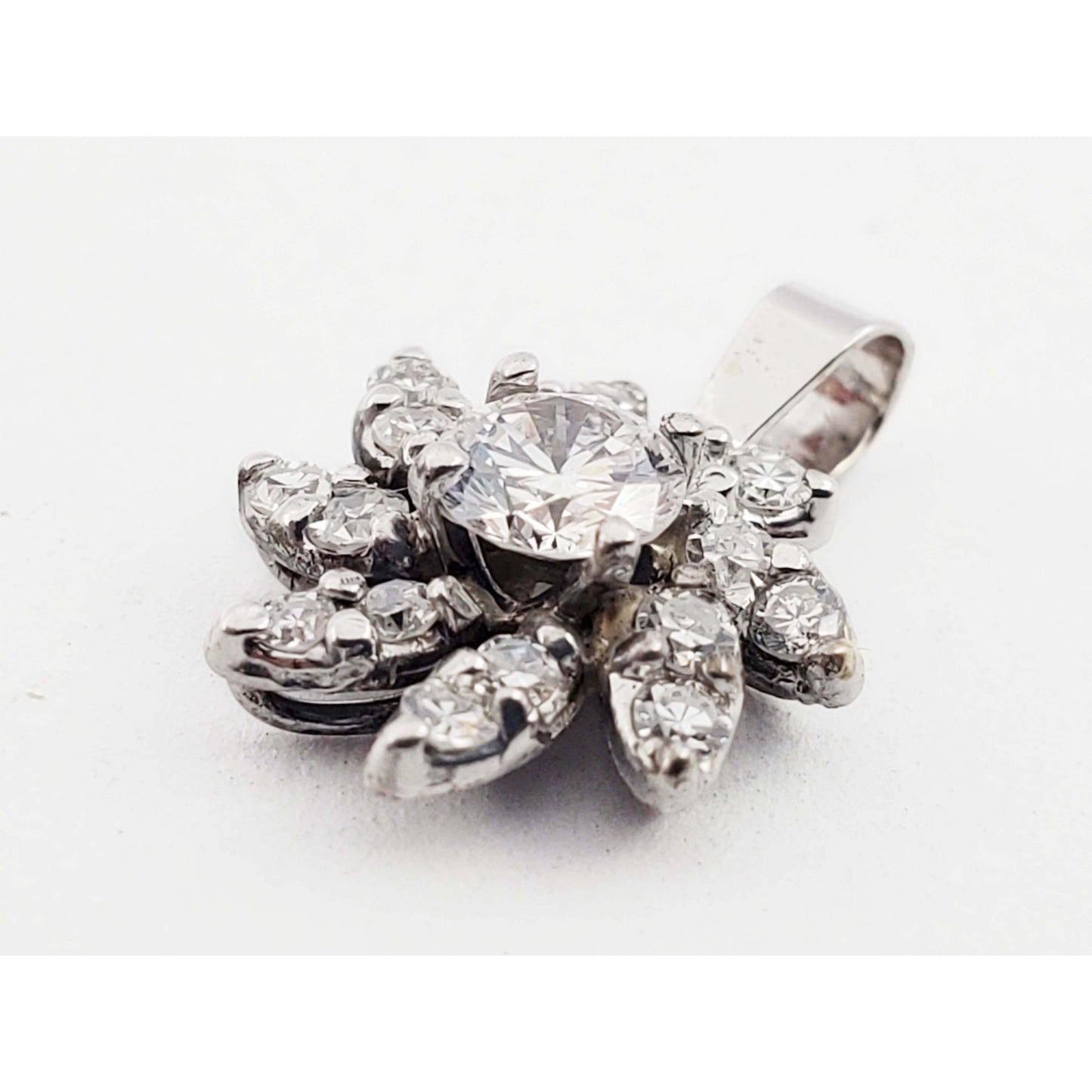 0.5 ctw Diamond Starburst Mini Charm Pendant 14k White Gold