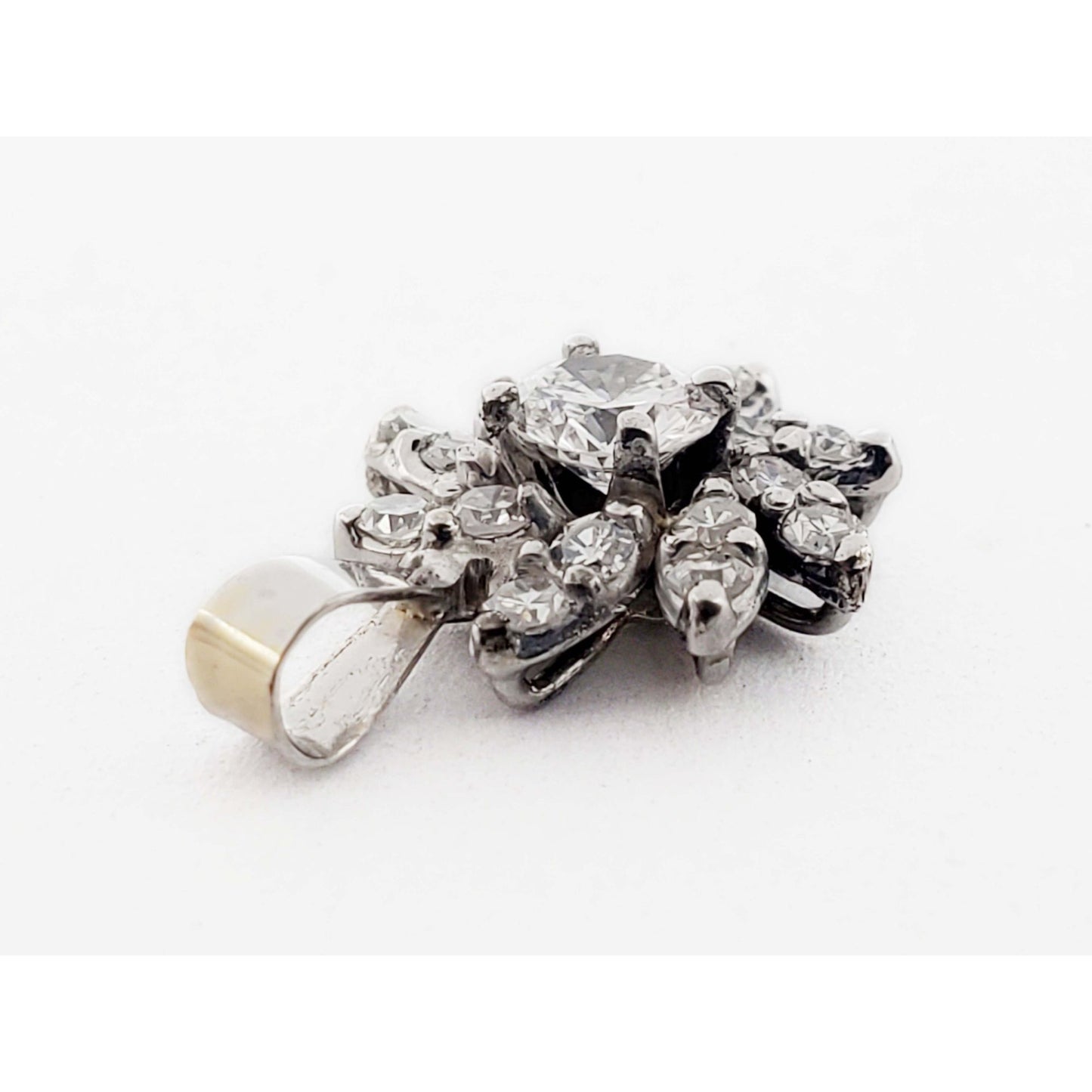 0.5 ctw Diamond Starburst Mini Charm Pendant 14k White Gold