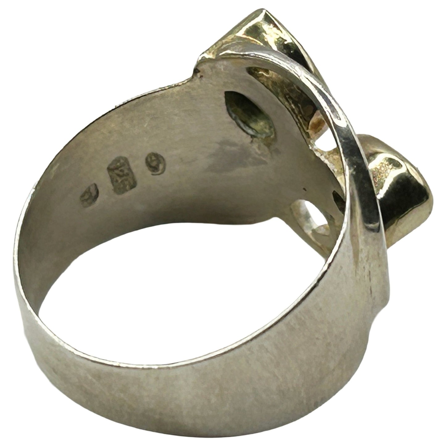 925 Sterling Silver Topaz, Peridot and Pearl Size 6.5 Gemstone Ring
