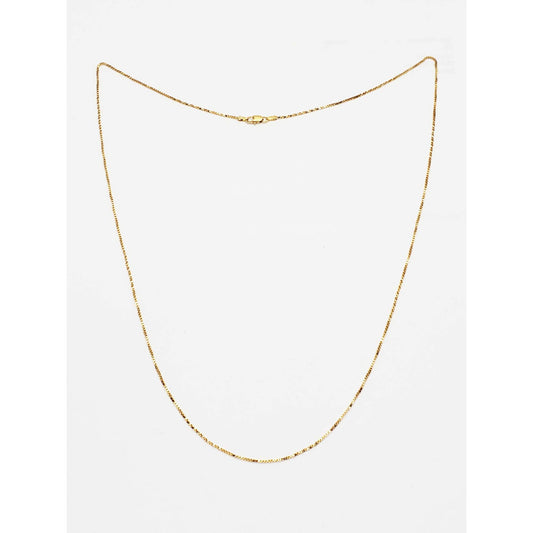 Unoaerre Italian 1mm Wide Semi-Twisted Box Chain 14k Gold 24" Long