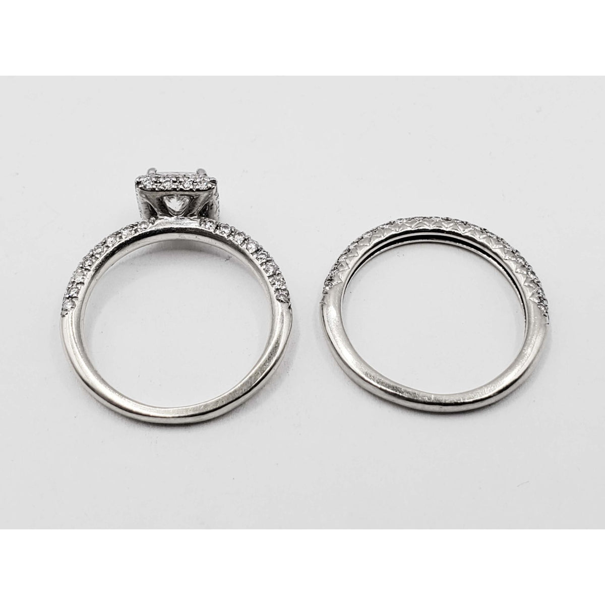 1.63 ctw Natural Princess Diamond Wedding Ring Set 14k White Gold Size 5.25