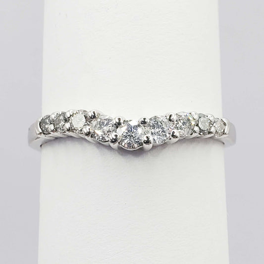0.43 ctw Diamond Curved Contour Wedding Band Ring 14k White Gold Size 9.25