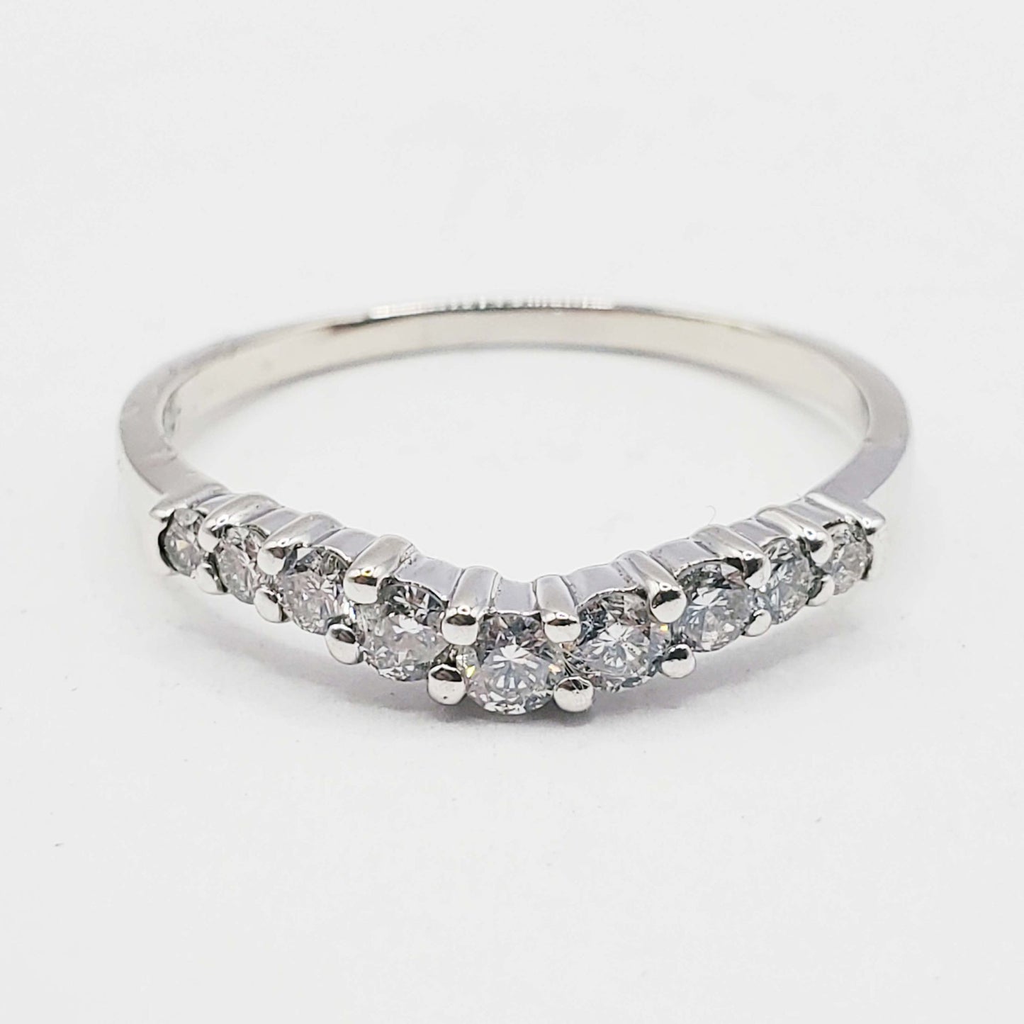 0.43 ctw Diamond Curved Contour Wedding Band Ring 14k White Gold Size 9.25