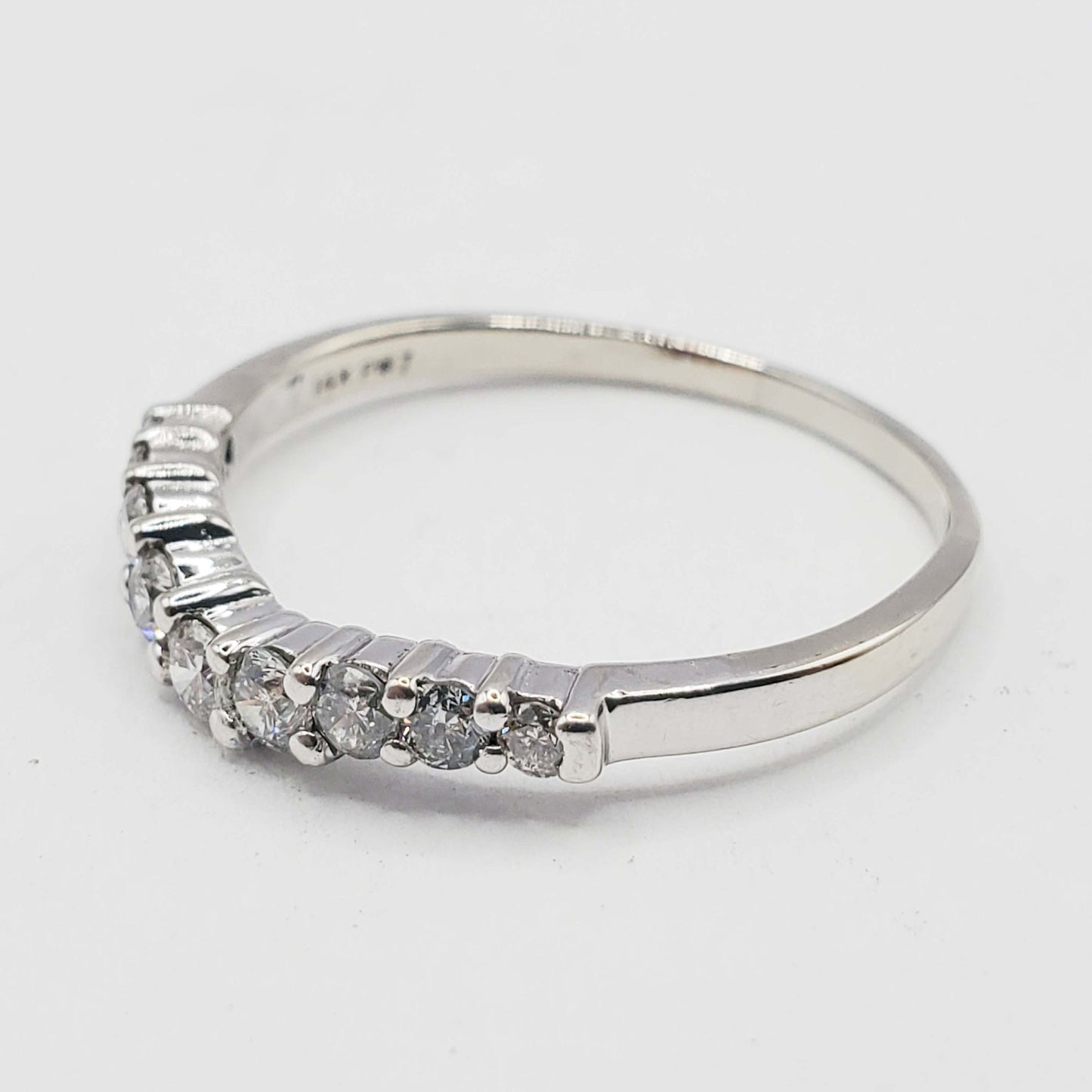0.43 ctw Diamond Curved Contour Wedding Band Ring 14k White Gold Size 9.25