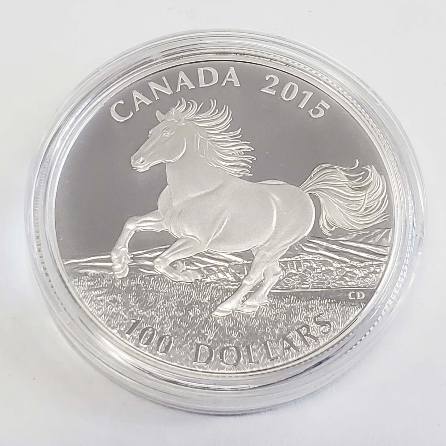 Royal Canadian Mint 2015 $100 1 oz .999 Fine Silver Canadian Horse Coin w/Box